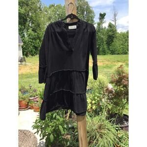Seaspice tiered mini dress size M medium black resort wear peruvian cotton boho